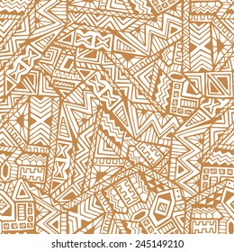 Vector Seamless Pattern of Hand Drawn Ethnic Ornaments