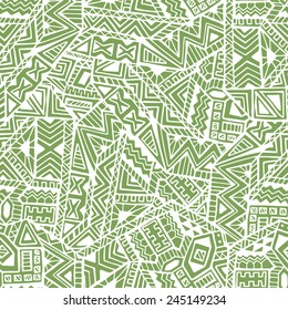Vector Seamless Pattern of Hand Drawn Ethnic Ornaments
