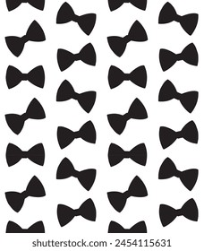 Vector seamless pattern of hand drawn bow tie silhouette isolated on white background