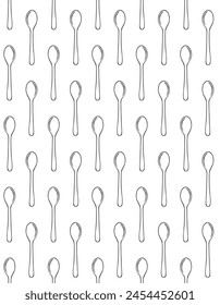 Vector seamless pattern of hand drawn doodle sketch outline spoon isolated on white background