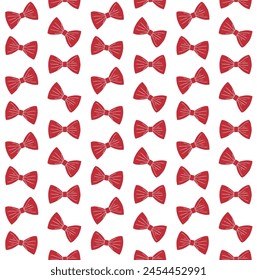 Vector seamless pattern of hand drawn doodle sketch red bow tie isolated on white background