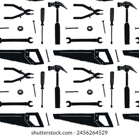 Vector seamless pattern of hand drawn sketch doodle instruments isolated on white background