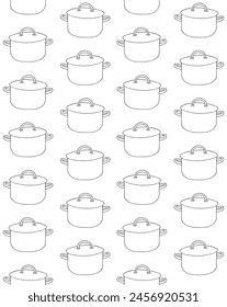 Vector seamless pattern of hand drawn doodle sketch outline cooking pot isolated on white background