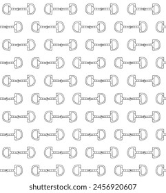 Vector seamless pattern of hand drawn doodle sketch outline horse equestrian bit isolated on white background