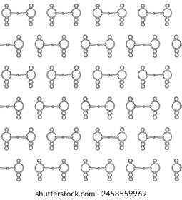 Vector seamless pattern of hand drawn doodle sketch colored horse equestrian bit isolated on white background