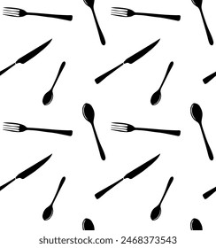 Vector seamless pattern of hand drawn sketch doodle cutlery isolated on white background