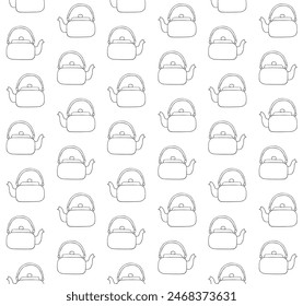 Vector seamless pattern of hand drawn doodle sketch outline kettle isolated on white background