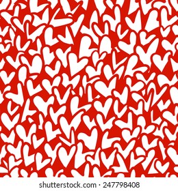 Vector seamless pattern with hand drawn doodle hearts. Cute and romantic illustration. Perfect for Valentine's day greeting.