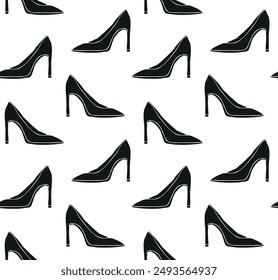 Vector seamless pattern of hand drawn doodle sketch shoe isolated on white background