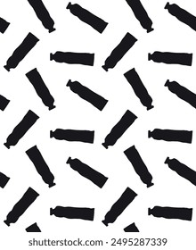 Vector seamless pattern of hand drawn doodle sketch paint tube silhouette isolated on white background