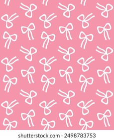 Vector seamless pattern of hand drawn sketch doodle bow tie silhouette isolated on pink background