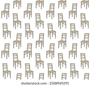 Vector seamless pattern of hand drawn sketch doodle colored chair isolated on white background