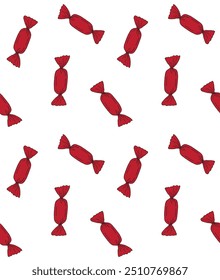 Vector sin patrón de dibujado a mano doodle croquis de caramelo rojo aislado sobre fondo blanco