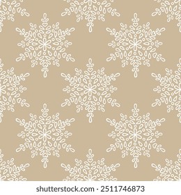 Vector seamless pattern with hand drawn snowflakes in scandinavian style. Design for Christmas wrapping paper, textile and backgrounds.