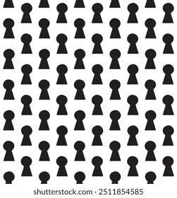 Vector seamless pattern of hand drawn key hole lock silhouette isolated on white background