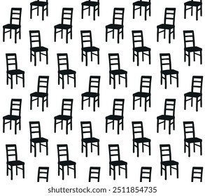 Vector seamless pattern of hand drawn chair silhouette isolated on white background