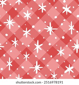 Vector seamless pattern with hand drawn Christmas design. Cute decoration for wrappings, textile, wallpaper and backgrounds.