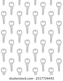 Vector seamless pattern of hand drawn sketch doodle outline key isolated on white background