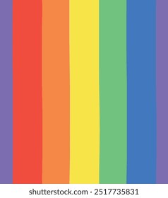 Vector seamless pattern of hand drawn lgbtq rainbow flag background