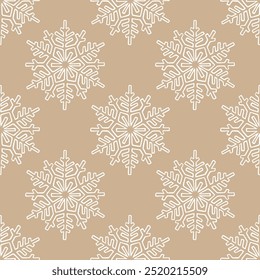 Vector seamless pattern with hand drawn snowflakes in scandinavian style. Design for Christmas wrapping paper, textile and backgrounds.