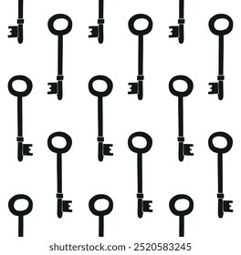 Vector seamless pattern of hand drawn sketch doodle key isolated on white background