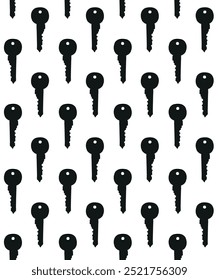 Vector seamless pattern of hand drawn key silhouette isolated on white background