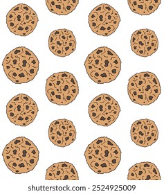 Vector seamless pattern of hand drawn sketch doodle colored cookies isolated on white background
