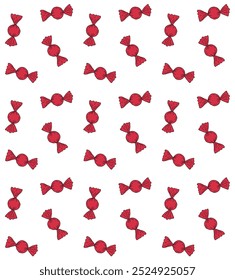 Vector seamless pattern of hand drawn sketch doodle red candy isolated on white background