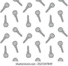 Vector seamless pattern of hand drawn sketch doodle colored key isolated on white background
