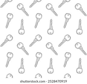 Vector seamless pattern of hand drawn sketch doodle outline key isolated on white background