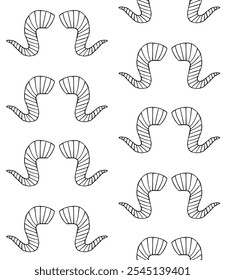 Vector seamless pattern of hand drawn sketch doodle outline goat horns isolated on white background