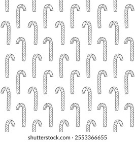 Vector seamless pattern of hand drawn sketch doodle outline Christmas candy isolated on white background