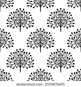 Vector seamless pattern with hand drawn symmetric flowers. Beautiful design for textile, wallpaper, wrapping paper and backgrounds.