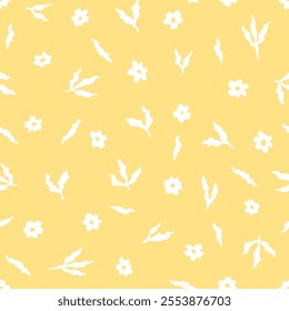 Vector seamless pattern with hand drawn cute flowers. Beautiful design for textile, wallpaper, fabric, wrapping paper and backgrounds.