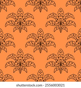 Vector seamless pattern with hand drawn symmetric flowers. Beautiful design for textile, wallpaper, wrapping paper and backgrounds.