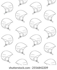 Vector seamless pattern of hand drawn sketch doodle outline helmet isolated on white background