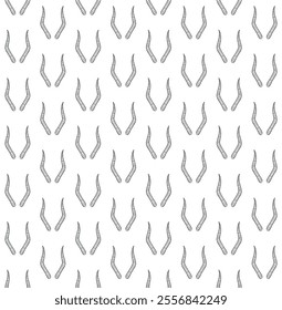 Vector seamless pattern of hand drawn sketch doodle outline antelope horns isolated on white background