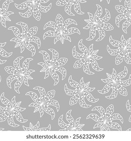 Vector seamless pattern with hand drawn lily flowers. Beautiful design for textile, wallpaper, wrapping paper and backgrounds.