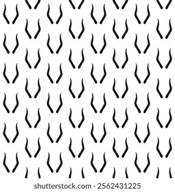 Vector seamless pattern of hand drawn antelope horns silhouette isolated on white background