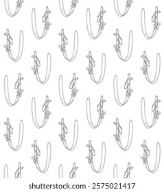 Vector seamless pattern of hand drawn sketch doodle outline horse bridle isolated on white background