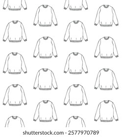 Vector seamless pattern of hand drawn sketch doodle outline sweatshirt isolated on white background