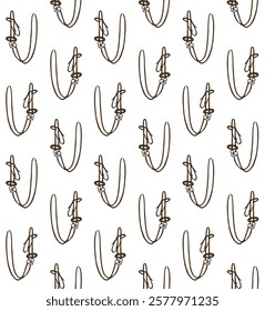 Vector seamless pattern of hand drawn sketch doodle horse bridle isolated on white background