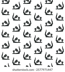 Vector seamless pattern of hand drawn sketch doodle snowboard boot isolated on white background