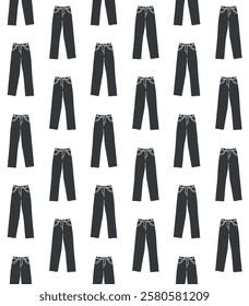 Vector seamless pattern of hand drawn sketch doodle jeans pants isolated on white background