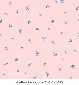 Vector seamless pattern with hand drawn small leaves. Cute botanical design for wrapping paper, textile, wallpaper, fabrics and backgrounds.