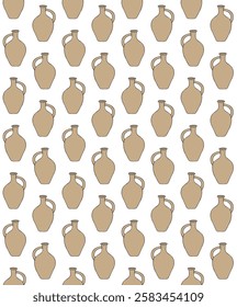 Vector seamless pattern of hand drawn sketch doodle colored jug isolated on white background