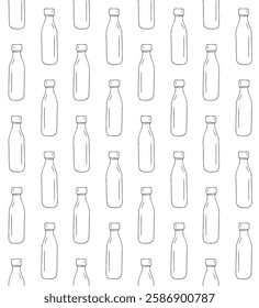 Vector seamless pattern of hand drawn sketch doodle outline thermo bottle isolated on white background
