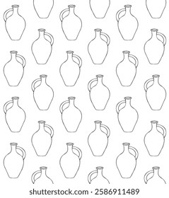 Vector seamless pattern of hand drawn sketch doodle outline jug isolated on white background