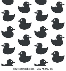 Vector seamless pattern of hand drawn sketch doodle bathing duck isolated on white background