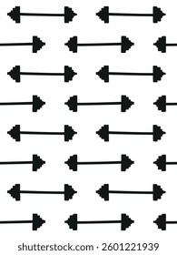 Vector seamless pattern of hand drawn barbell silhouette isolated on white background